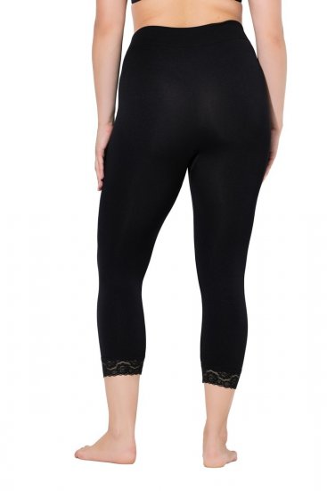 Ulla Popken 846491 Leggings de media 3/4 con encaje Negro - Medias & calcetines - 