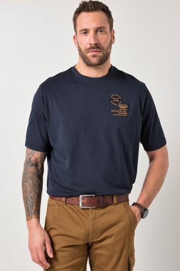 JP1880 846657 Camiseta bellyfit con parches Azul marino TALL - TALL camisas - Camisetas para hombres altos