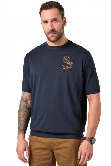 JP1880 846657 Camiseta bellyfit con parches Azul marino TALL - TALL camisas - Camisetas para hombres altos