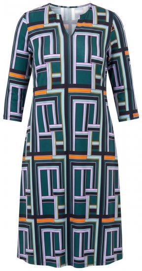 Ulla Popken 846724 Vestido estampado Verde oscuro - Vestidos de punto jersey -