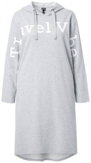 Ulla Popken 846886 Vestido de felpa con capucha Gris jaspeado - Vestidos sudadera - 