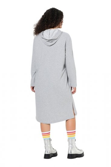 Ulla Popken 846886 Vestido de felpa con capucha Gris jaspeado - Vestidos sudadera - 