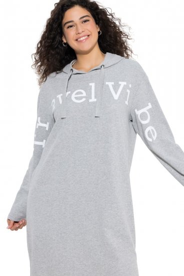 Ulla Popken 846886 Vestido de felpa con capucha Gris jaspeado - Vestidos sudadera - 