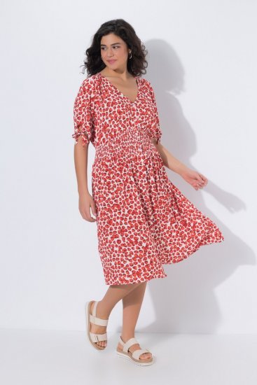 Ulla Popken 846912 Vestido midi estampado Coral - Vestidos midi - Vestidos midi de talla grande
