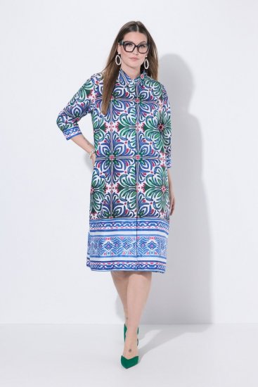Ulla Popken 846952 Vestido camisero de flores Blanco - Vestidos midi - Vestidos midi de talla grande