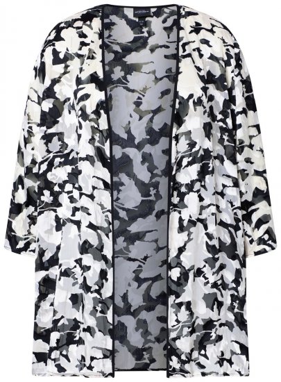 Ulla Popken 847060 Chaqueta abierta de gasa devoré Negro - Chaquetas - Chaquetas para mujer en tallas grandes