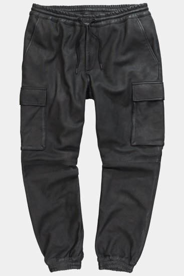 JP1880 847064 Pantalón cargo de napa de cordero Negro - Pantalones de cuero para hombre en tallas grandes - Pantalones de cuero tallas grandes