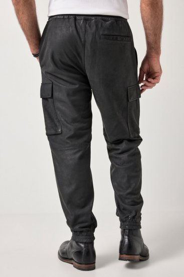 JP1880 847064 Pantalón cargo de napa de cordero Negro - Pantalones de cuero para hombre en tallas grandes - Pantalones de cuero tallas grandes