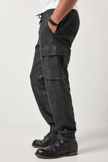 JP1880 847064 Pantalón cargo de napa de cordero Negro - Pantalones de cuero para hombre en tallas grandes - Pantalones de cuero tallas grandes