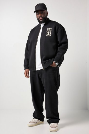 STHUGE 847083 Chaqueta varsity en tejido scuba Negro - Chaquetas - Chaquetas Tallas Grandes 2XL-8XL
