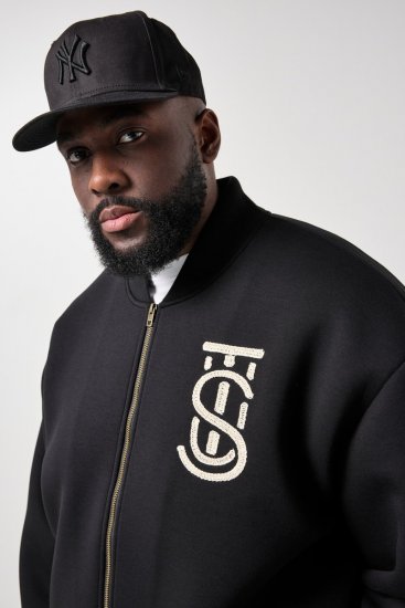 STHUGE 847083 Chaqueta varsity en tejido scuba Negro - Chaquetas - Chaquetas Tallas Grandes 2XL-8XL