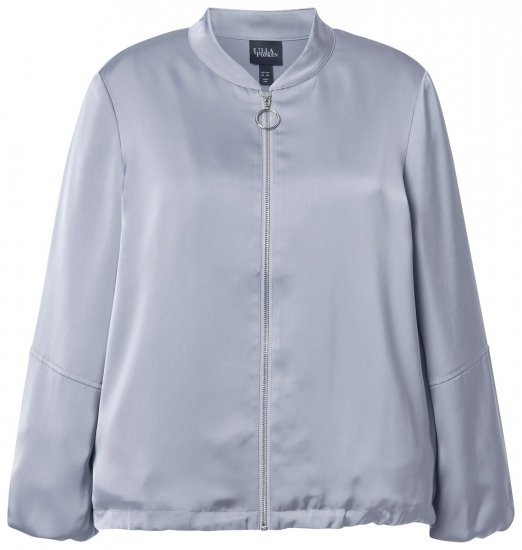 Ulla Popken 847191 Cazadora brillante con cuello college Gris - Chaquetas - Chaquetas para mujer en tallas grandes