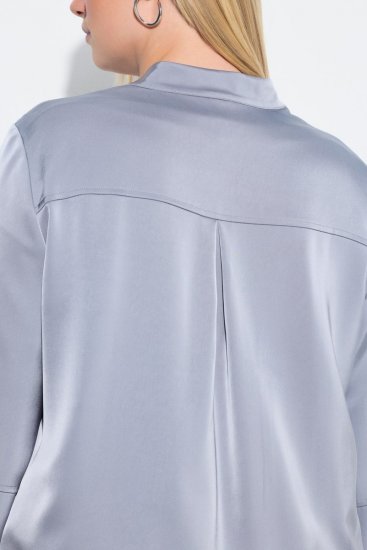 Ulla Popken 847191 Cazadora brillante con cuello college Gris - Chaquetas - Chaquetas para mujer en tallas grandes