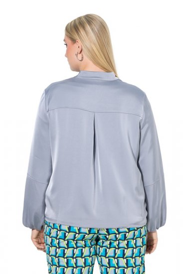 Ulla Popken 847191 Cazadora brillante con cuello college Gris - Chaquetas - Chaquetas para mujer en tallas grandes