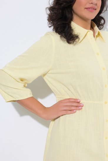 Ulla Popken 847224 Vestido de mezcla de lino Amarillo - Vestidos de verano - Vestidos de verano tallas grandes