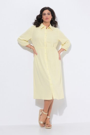 Ulla Popken 847224 Vestido de mezcla de lino Amarillo - Vestidos de verano - Vestidos de verano tallas grandes
