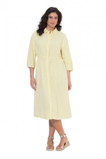 Ulla Popken 847224 Vestido de mezcla de lino Amarillo - Vestidos de verano - Vestidos de verano tallas grandes