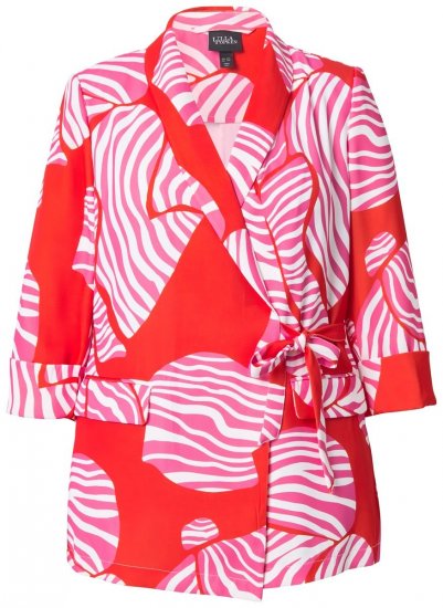 Ulla Popken 847275 Blazer de rayas efecto cruzado Rojo - Blazers - Blazers en tallas grandes para mujer