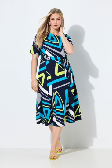 Ulla Popken 847324 Vestido midi estampado Azul marino - Vestidos midi - Vestidos midi de talla grande
