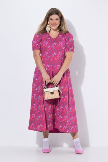 Ulla Popken 847409 Vestido largo estampado Rojo baya - Vestidos maxi - Vestidos largos en tallas grandes