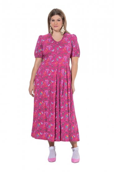 Ulla Popken 847409 Vestido largo estampado Rojo baya - Vestidos maxi - Vestidos largos en tallas grandes