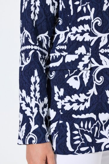 Ulla Popken 847586 Blazer de jacquard floral Azul marino - Blazers - Blazers en tallas grandes para mujer