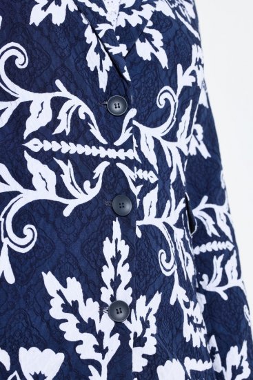 Ulla Popken 847586 Blazer de jacquard floral Azul marino - Blazers - Blazers en tallas grandes para mujer