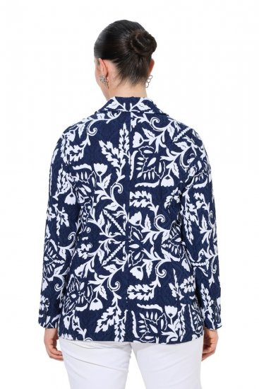 Ulla Popken 847586 Blazer de jacquard floral Azul marino - Blazers - Blazers en tallas grandes para mujer