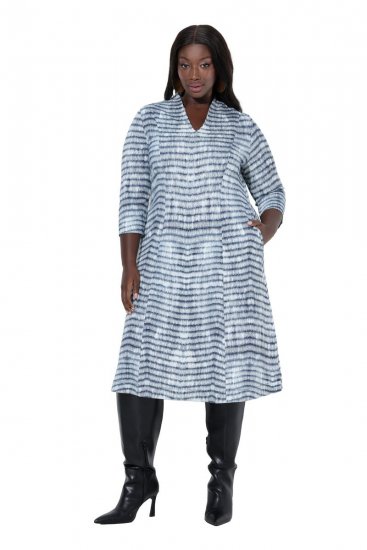 Ulla Popken 847643 Vestido de jersey de rayas Azul marino - Vestidos de punto jersey - 