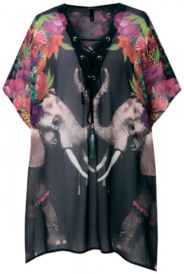 Ulla Popken 847698 Vestido estampado Negro - Vestidos de noche - Vestidos de fiesta de gran talla