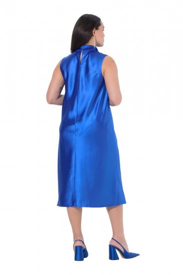 Ulla Popken 847862 Vestido de satén Azul real - Vestidos de verano - Vestidos de verano tallas grandes