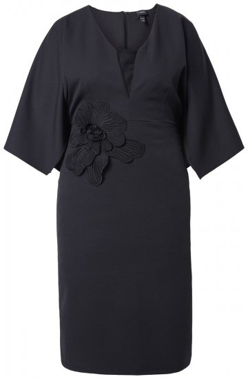 Ulla Popken 847909 Vestido midi de flores Negro - Vestidos midi - Vestidos midi de talla grande
