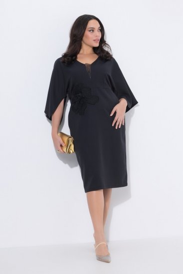 Ulla Popken 847909 Vestido midi de flores Negro - Vestidos midi - Vestidos midi de talla grande