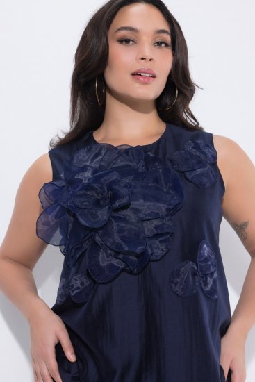 Ulla Popken 847918 Vestido de gasa de flores Azul marino - Vestidos midi - Vestidos midi de talla grande