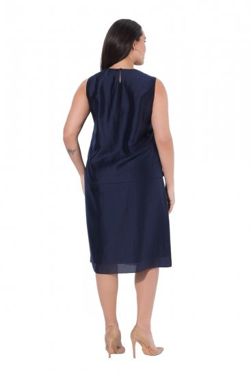 Ulla Popken 847918 Vestido de gasa de flores Azul marino - Vestidos midi - Vestidos midi de talla grande