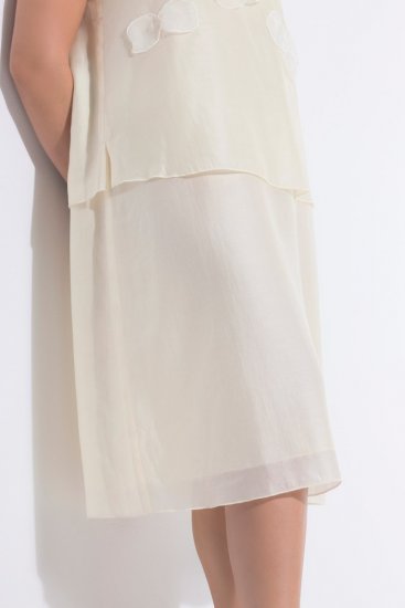 Ulla Popken 847918 Vestido de gasa de flores Blanco roto - Vestidos de verano - Vestidos de verano tallas grandes