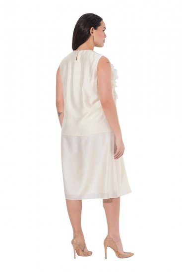 Ulla Popken 847918 Vestido de gasa de flores Blanco roto - Vestidos de verano - Vestidos de verano tallas grandes