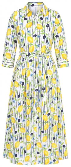 Ulla Popken 848081 Vestido camisero de rayas Blanco - Vestidos maxi - Vestidos largos en tallas grandes