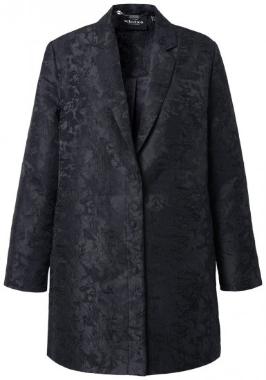 Ulla Popken 848099 Blazer de jacquard floral con tapeta oculta Negro - Blazers - Blazers en tallas grandes para mujer