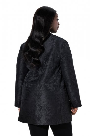 Ulla Popken 848099 Blazer de jacquard floral con tapeta oculta Negro - Blazers - Blazers en tallas grandes para mujer
