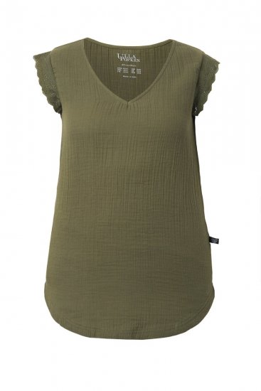 Ulla Popken 848131 Pijama con encaje Verde oliva - Pijamas/ropa de estar en casa - 