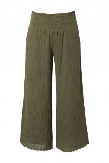 Ulla Popken 848131 Pijama con encaje Verde oliva - Pijamas/ropa de estar en casa - 