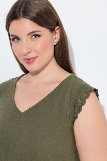 Ulla Popken 848131 Pijama con encaje Verde oliva - Pijamas/ropa de estar en casa - 