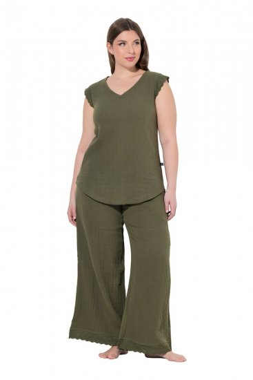 Ulla Popken 848131 Pijama con encaje Verde oliva - Pijamas/ropa de estar en casa - 