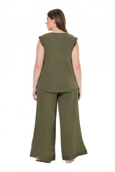 Ulla Popken 848131 Pijama con encaje Verde oliva - Pijamas/ropa de estar en casa - 