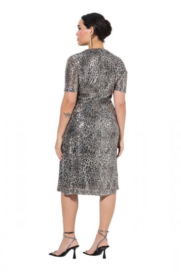 Ulla Popken 848137 Vestido de lentejuelas con estampado animal Beige - Vestidos de noche - Vestidos de fiesta de gran talla
