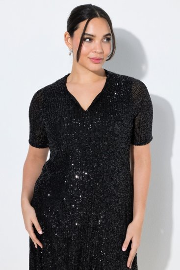 Ulla Popken 848140 Vestido de lentejuelas Negro - Vestidos de noche - Vestidos de fiesta de gran talla