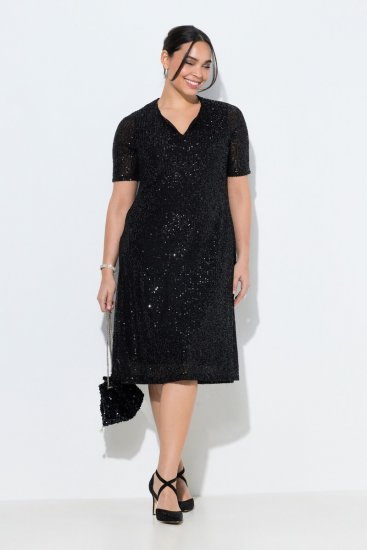 Ulla Popken 848140 Vestido de lentejuelas Negro - Vestidos de noche - Vestidos de fiesta de gran talla