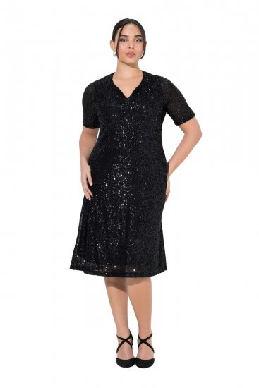 Ulla Popken 848140 Vestido de lentejuelas Negro - Vestidos de noche - Vestidos de fiesta de gran talla