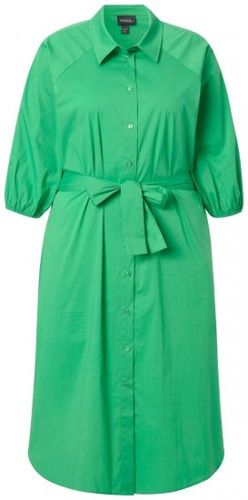 Ulla Popken 848159 Vestido camisero con cinturón anudado Verde - Vestidos midi - Vestidos midi de talla grande